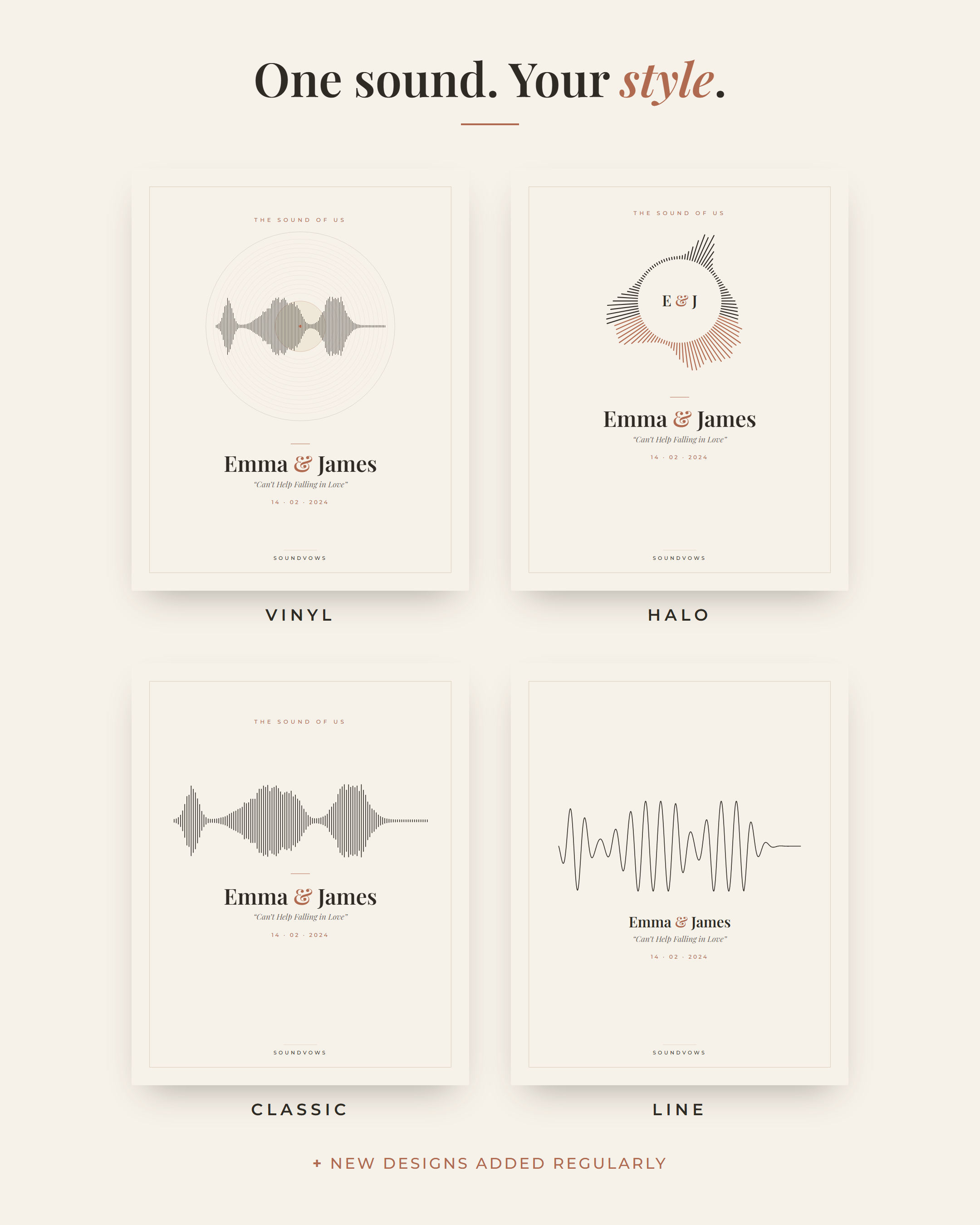 One sound, your style — Vinyl, Halo, Classic and Line, with new designs added regularly